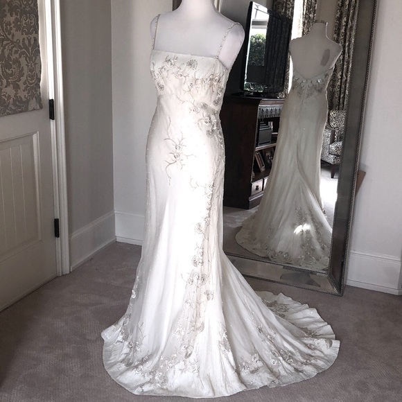 Lazaro Couture Silk Organza Bridal Gown Street Sz 6/Label 10 - Picture 4 of 12